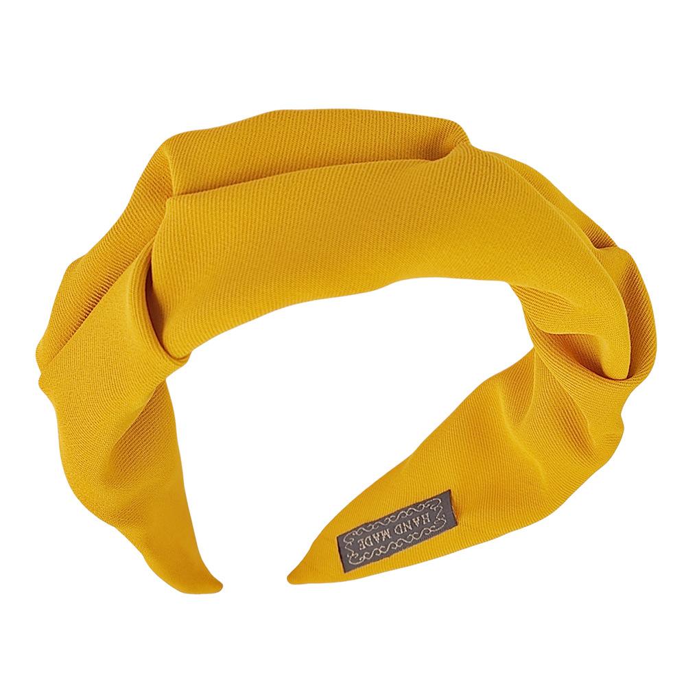 Koreansk hårtilbehør Ensfarget bomull krøllet hodebøyle for kvinner med bred ramme Makeup-hårbånd for hodeplagg for kvinner