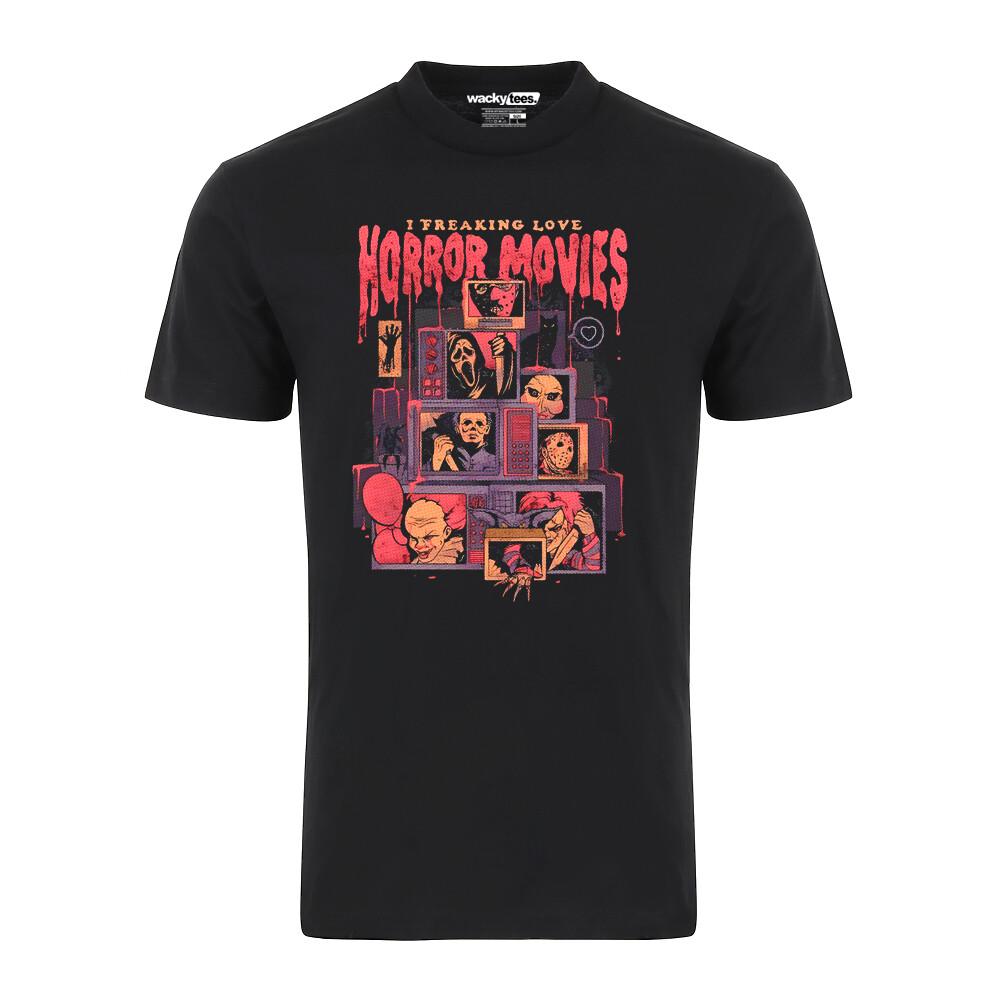 I Freaking Love Horror Movies TV Halloween Terror Graphic Tee Shirt Unisex T-Shirt M