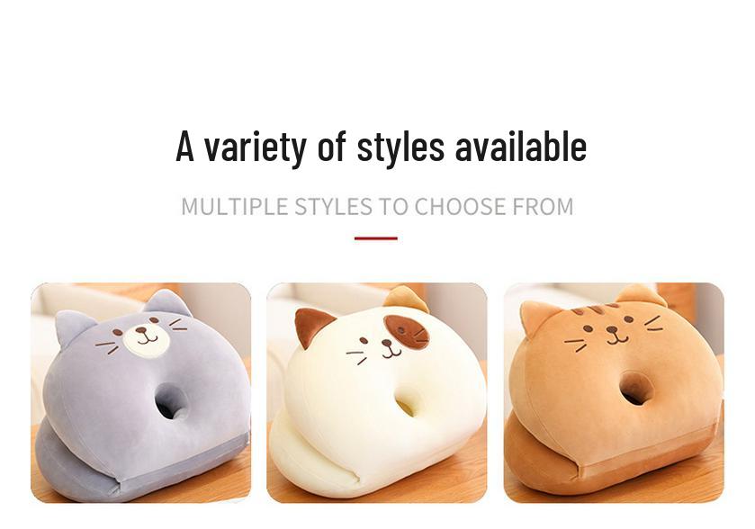 Cartoon Cat Neck Pillow: Folding Nap & Backrest Plush Doll for Office & Classroom