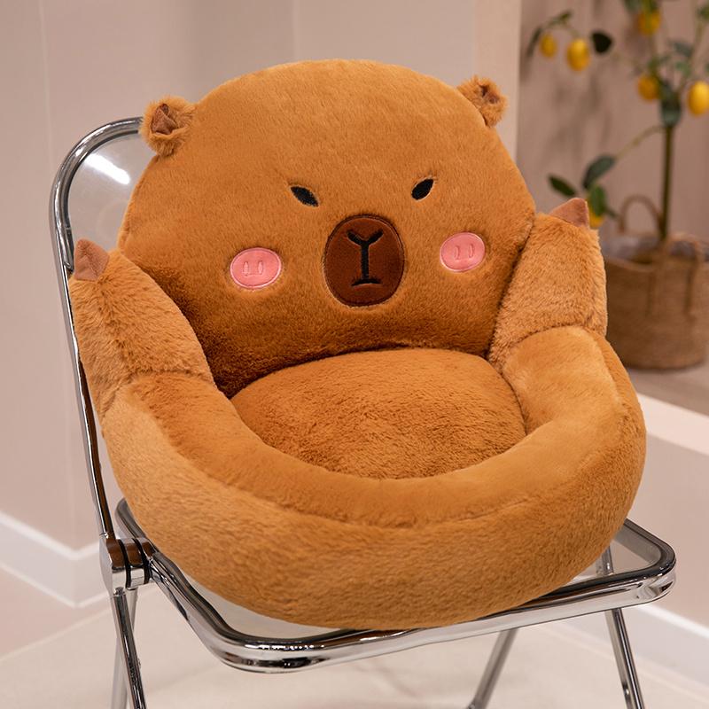 Schönes Capybara Plüschkissen Cartoon Niedlich Weiches Stofftier Kuscheltier Gemütliches Capibara Lendenstütze Stuhl Sitzkissen Sofa Heimdeko 45-50cm