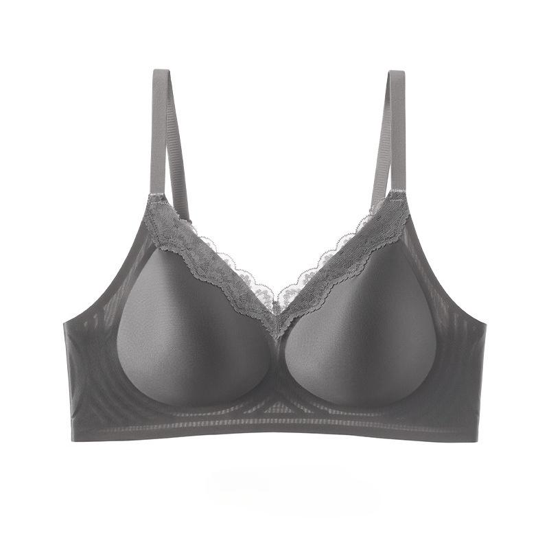 Lace Cooling Seamless Wireless Bra, Breathable Push Up Anti-Sag Side Gathering Back Hook Women Bra