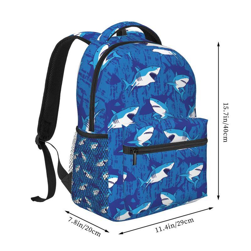 Cute Cartoon Sharks Travel Backpacks for Women Men Boys Girls Student Bookbag Durable Casual Daypack Lightweight Laptop Backpack