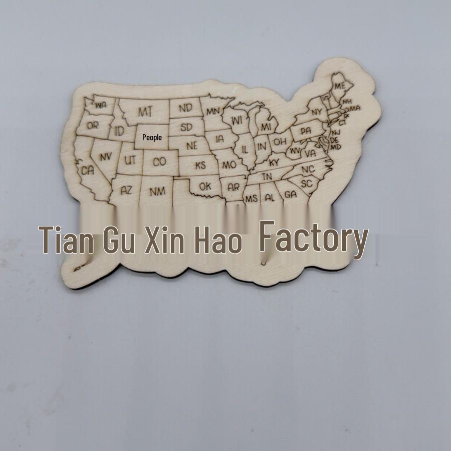 3D Laser Engraved Wooden US Map Ornament Children s Toy Souvenir