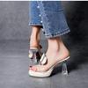 Fashion Clear Rhinestone Metal Buckle Slippers Women Fashion Transparent PVC  Design Slide Sandals  2025 Summer Sexy Platform Slippers