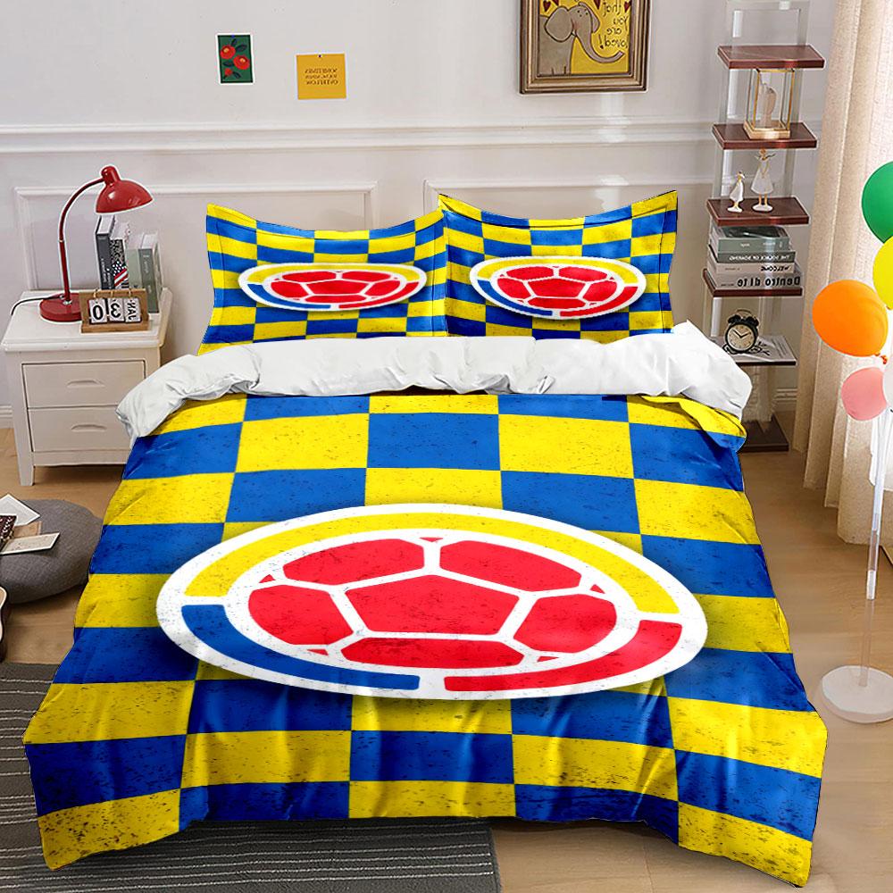 Yellow-blue checkered pattern. Bedding sets Duvet cover sets Duvet covers Pillowcases(1*Duvet Cover 2*Pillowcases without duvet insert) 135x200cm