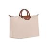 Nouă geantă LONGCHAMP Le Pliage Canvas cu garnitură din piele, geantă de călătorie, geantă de mână Tubas pentru femei, bej 1624089P71