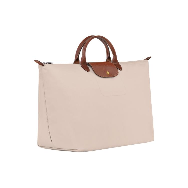 Nouă geantă LONGCHAMP Le Pliage Canvas cu garnitură din piele, geantă de călătorie, geantă de mână Tubas pentru femei, bej 1624089P71