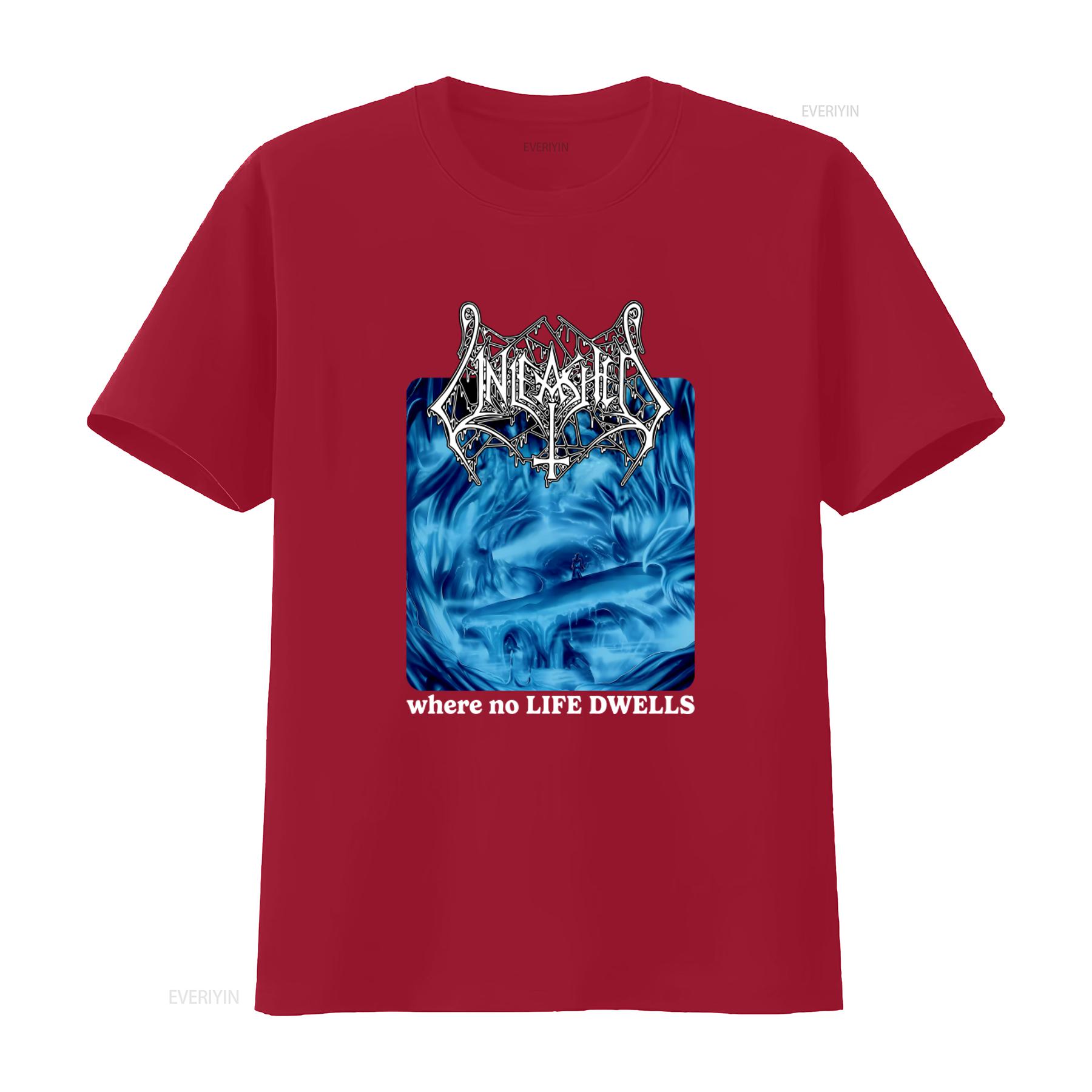 Unleashed Death Metal T Shirt Where No Life Dwells Design Grave Dismember Style vintage Washed graphic Breathable S