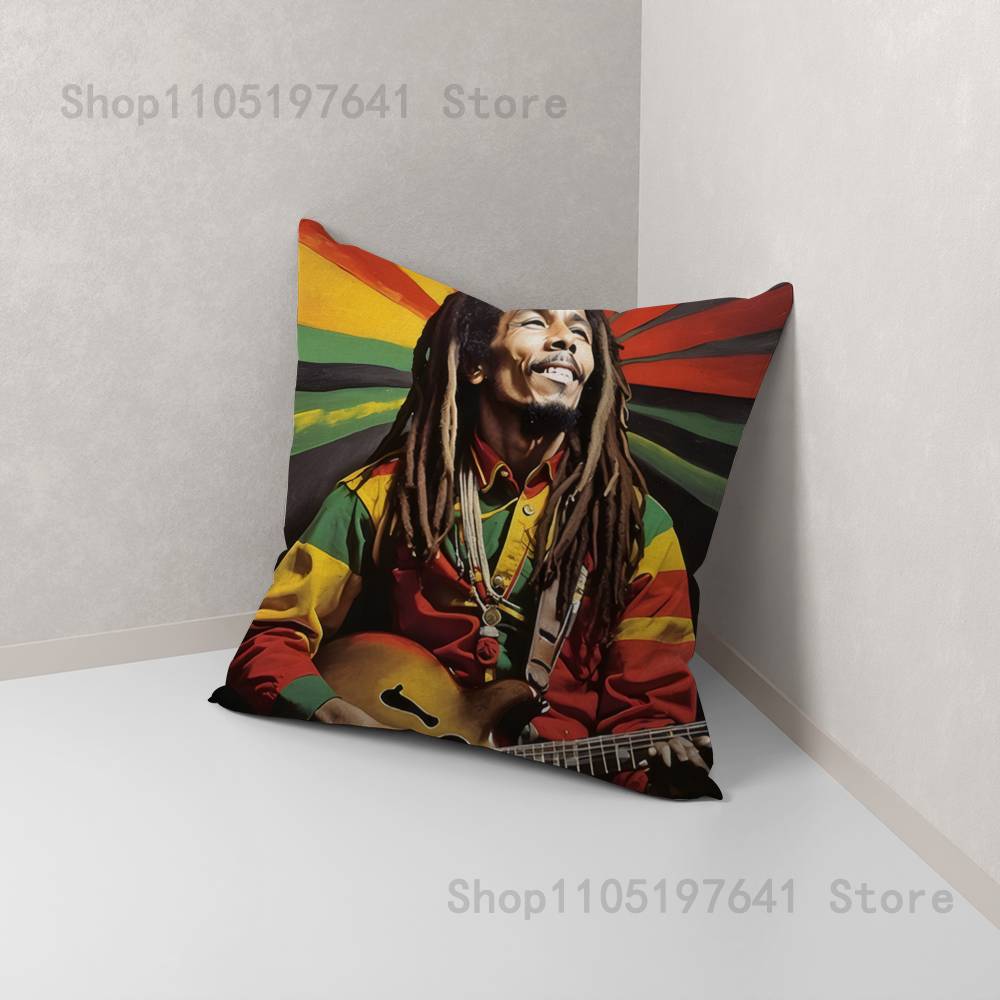 Bob Marley Rasta Lion Pillow Case For Sofa Decor Car Office Room Printing Cushion Cover Decorations and Protector