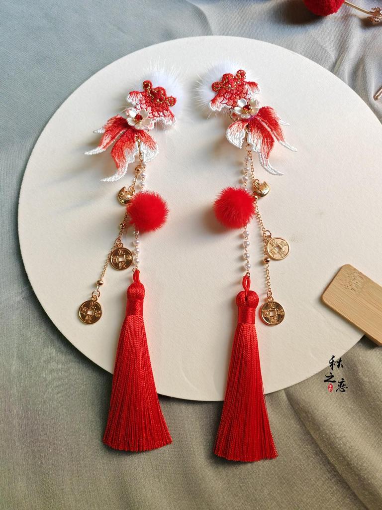 Mid-Autumn Hanfu Fairy Hair Clip - Women's & Children's Ancient Style Floral Tassel, Sweet Accessory for Girls