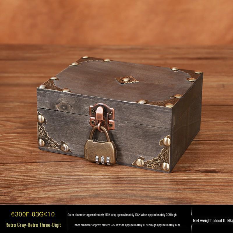 Vintage Wooden Jewelry Storage Box with Lock - Ideal for Earrings, Necklaces, Gifts, and Photography Props.