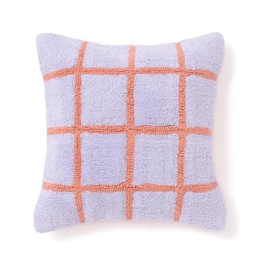 Francfranc Tufted Check Cushion Cover 45cm x 45cm Purple x Orange (A-027)