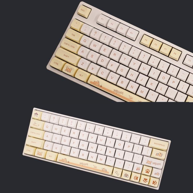 138 Keys PBT Keycaps DA Profile DYE SUB Personalized Cute Corgi Theme Keycap For  MX H Mechanical Keyboard
