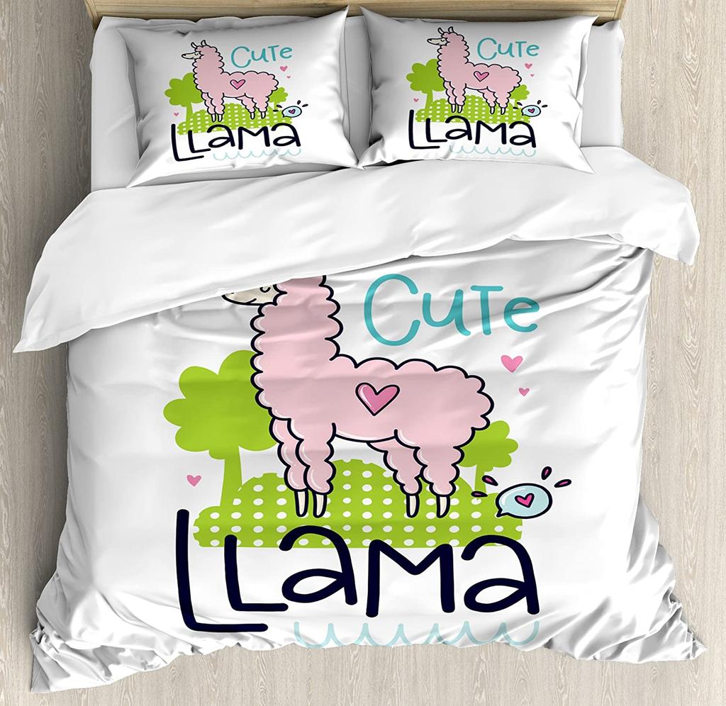Llama Bedding Set For Bedroom Bed Home Alpacas In Love In the Mountains Fauna Valentine's Duvet Cover Quilt Cover And Pillowcase