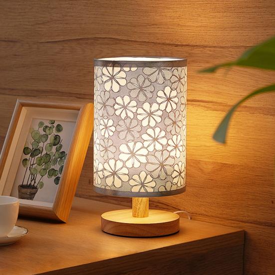 Table Lamp USB Charging Energy-efficient Eye-protective Dimmable Nightstand Lamp with Round Base for Home