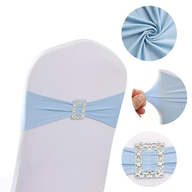 

Wedding Chair Bow Party Decor Belt Rectangular Buckle Polyester Elastic Band Decoration Festival Celebration Hotel Modern Ribbon 10 pcs