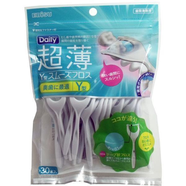 Japan EBISU DAILY Floss for Beginners (Ultra Thin Y-Shape Smooth 30pcs / Ultra Thin Smooth 50pcs)