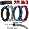 2M/6.56ft AN3 Motorcycle Braided Stainless Steel Nylon Brake Line Hose FLUID HYDRAULIC Hose Brake Line Gas Oil Fuel Tube Pipe