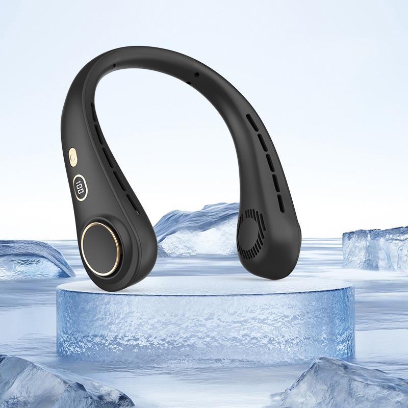 Portable Hanging Neck Fan Rechargeable Personal Neck Ventilator Digital Display Personal Cooling For Outdoor Travel Sports