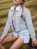 Women's Casual Cropped Denim Jacket with Pockets