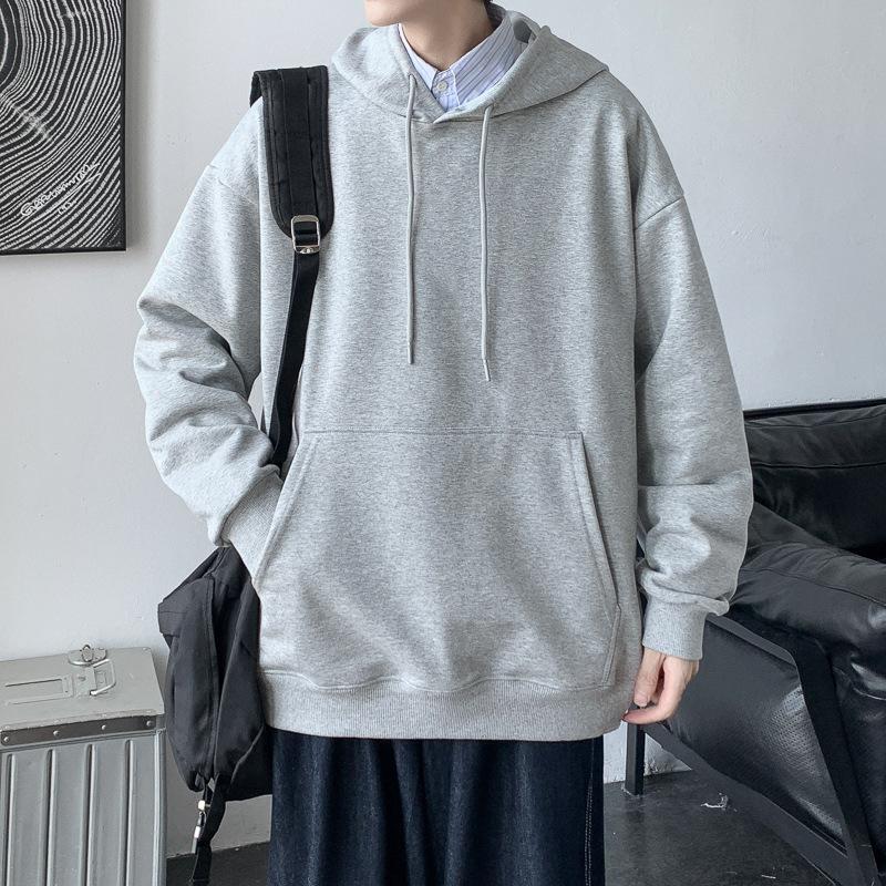 Sweat à capuche décontracté et confortable pour homme, haut ample, couleur unie, pour le sport et le printemps-automne