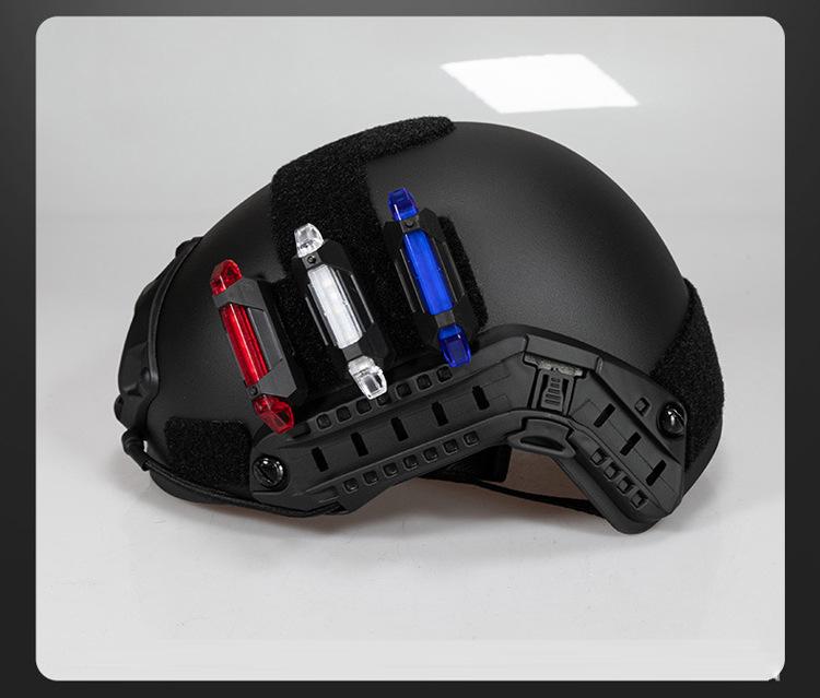 Rechargeable LED Tactical Helmet Light, Colorful Detachable Strobe In Red and Blue.