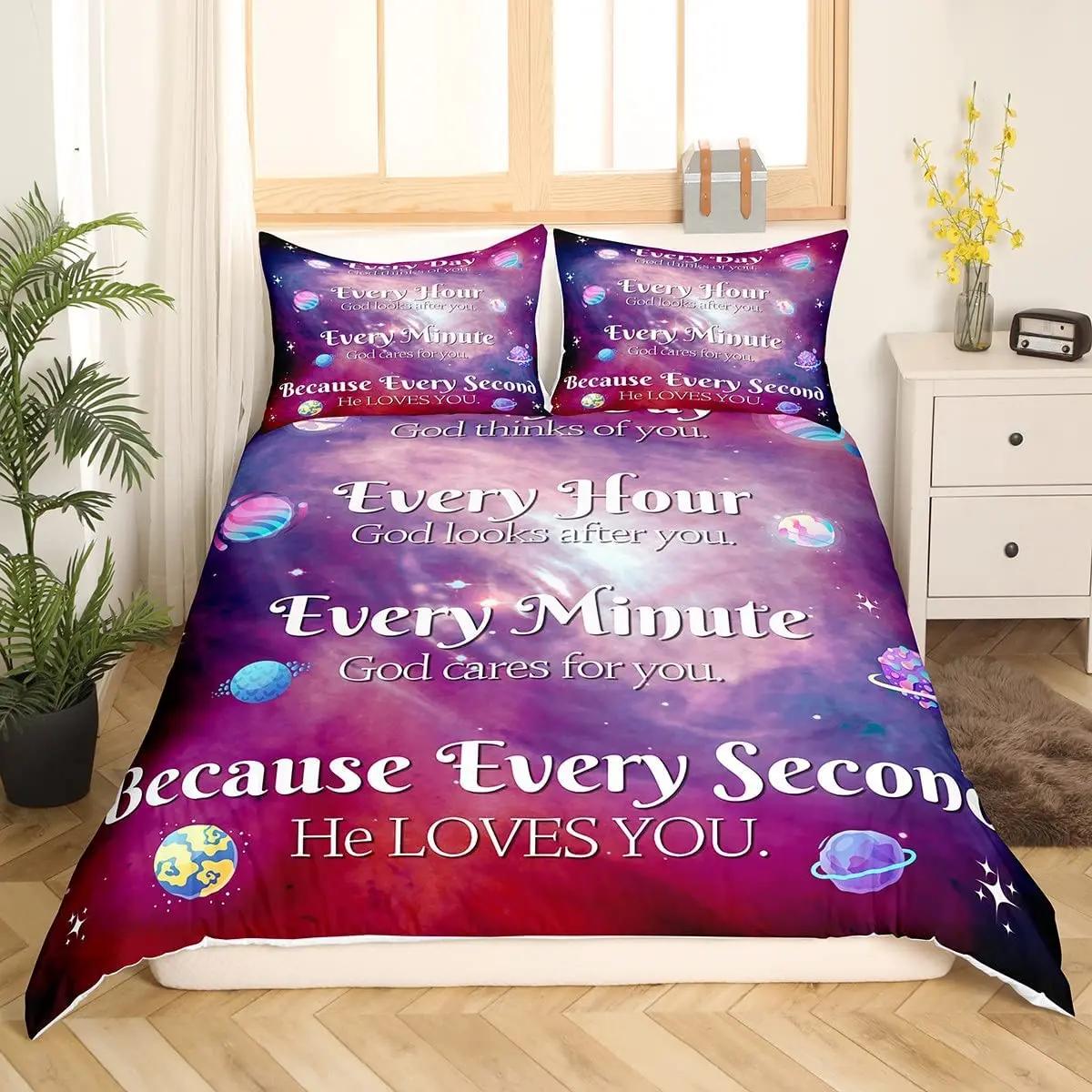 

Healing Soft Duvet Cover Set Adult People Women Colorful Geometric Stripe Grids Beding Set Inspirational Thoughts Prayers Warm Comforter Cover 100*200cm Single