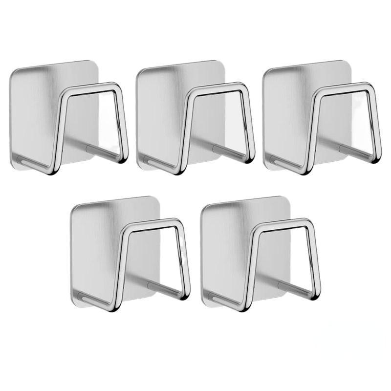 1-10pcs Kitchen Stainless Steel Sink Sponges Holder Self Adhesive Drain Drying Rack Shelf Household Wall Hooks Storage Organizer