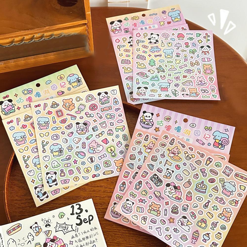 2 buc/set Kawaii DIY Goo Card Stickers Kit Drăguț Desen Animat Animal Suport Card Decorațiune Drăguț DIY Decorațiune Papetărie pentru Caiet