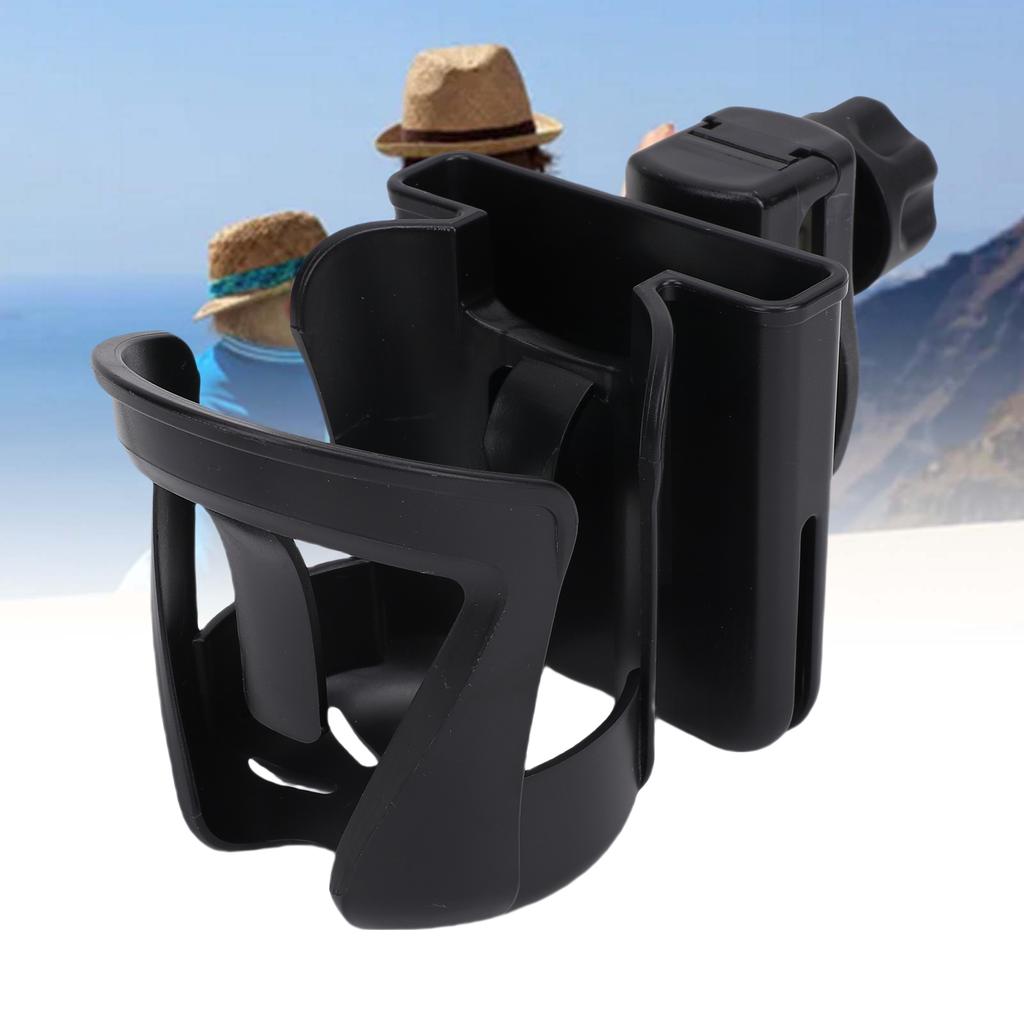 Stroller Cup Holder Multifunctional 360 Degree Rotation Design Stroller Cup Holder with Phone Holder Black