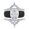 Black Silicone Crown Wedding Ring Set Pear Cut Zircon S Stackable Engagement Band for Women Bridal Gift Jewelry