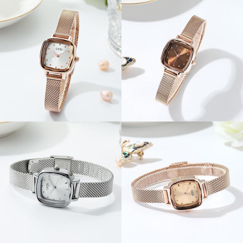 Gedi Ladies Square Watch With Quartz Movement Water Resistant For Casual Wear