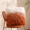 Pillowcase Only Luxurious Plush Gradient Orange Sheepskin Throw Pillow Cover Modern Minimalist