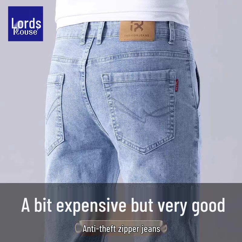 Luozzi Men s Cool-Touch Summer Loose Straight-Leg Stretch Jeans 29