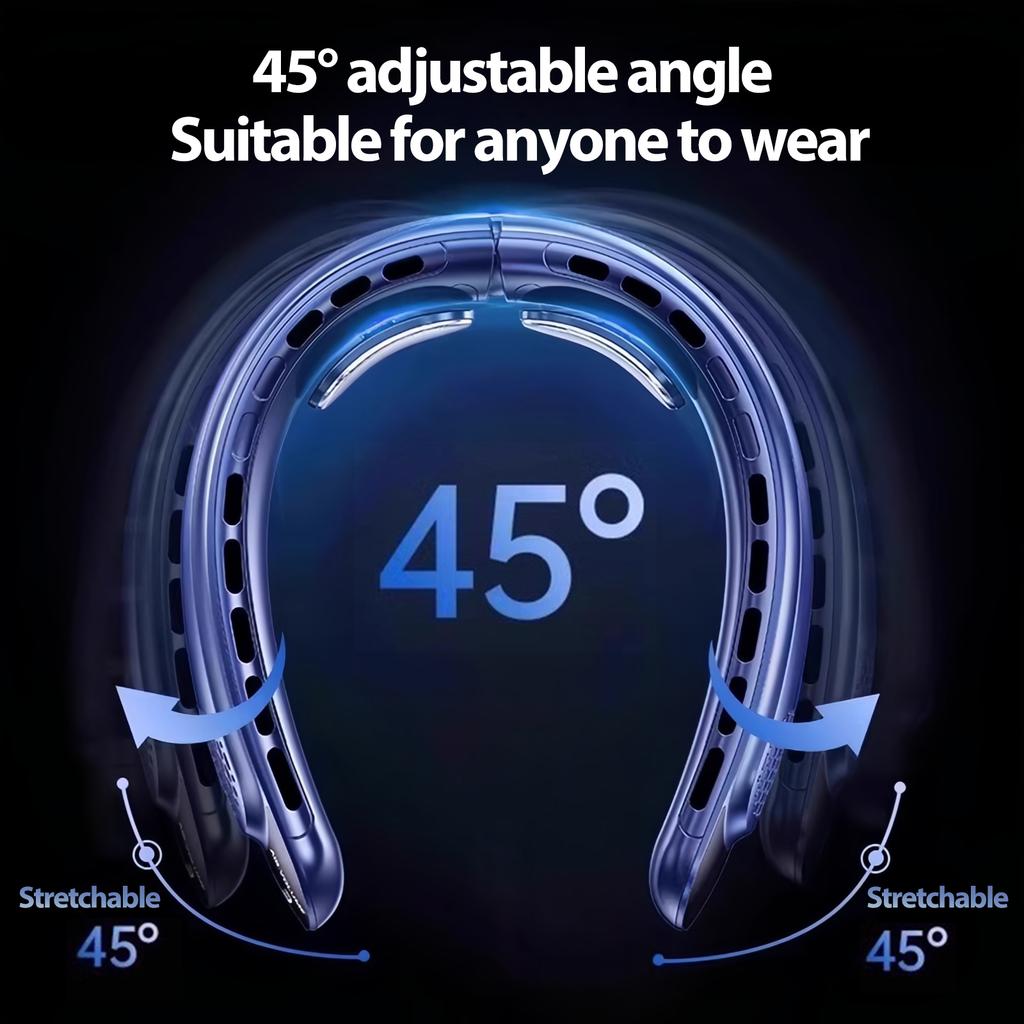 3 Geschwindigkeiten Nackenventilator, 4000mAh Wiederaufladbar, LED-Anzeige, 360° Luftstrom, Leicht, Leise Leistungsstark Tragbarer Ventilator für Reisen Outdoor