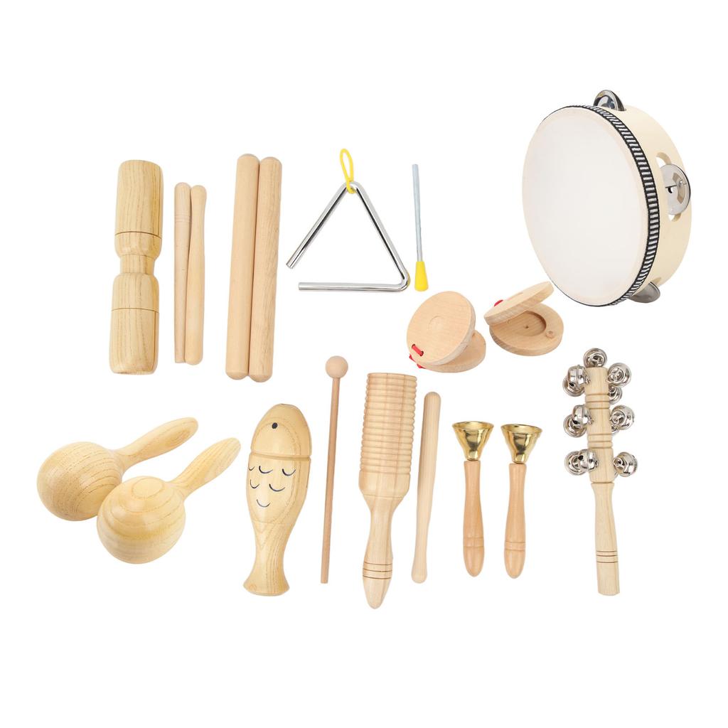 10 ks Sada Hudební bicí nástroje Dřevěné Nerezové Dětské hudební nástroje