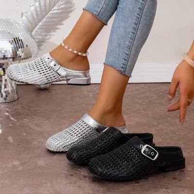 Damen flache Hausschuhe rutschfest Outdoor Damenschuhe atmungsaktiv Retro Plateau-Sandalen elegante Schlupf-Hausschuhe Slides Damen