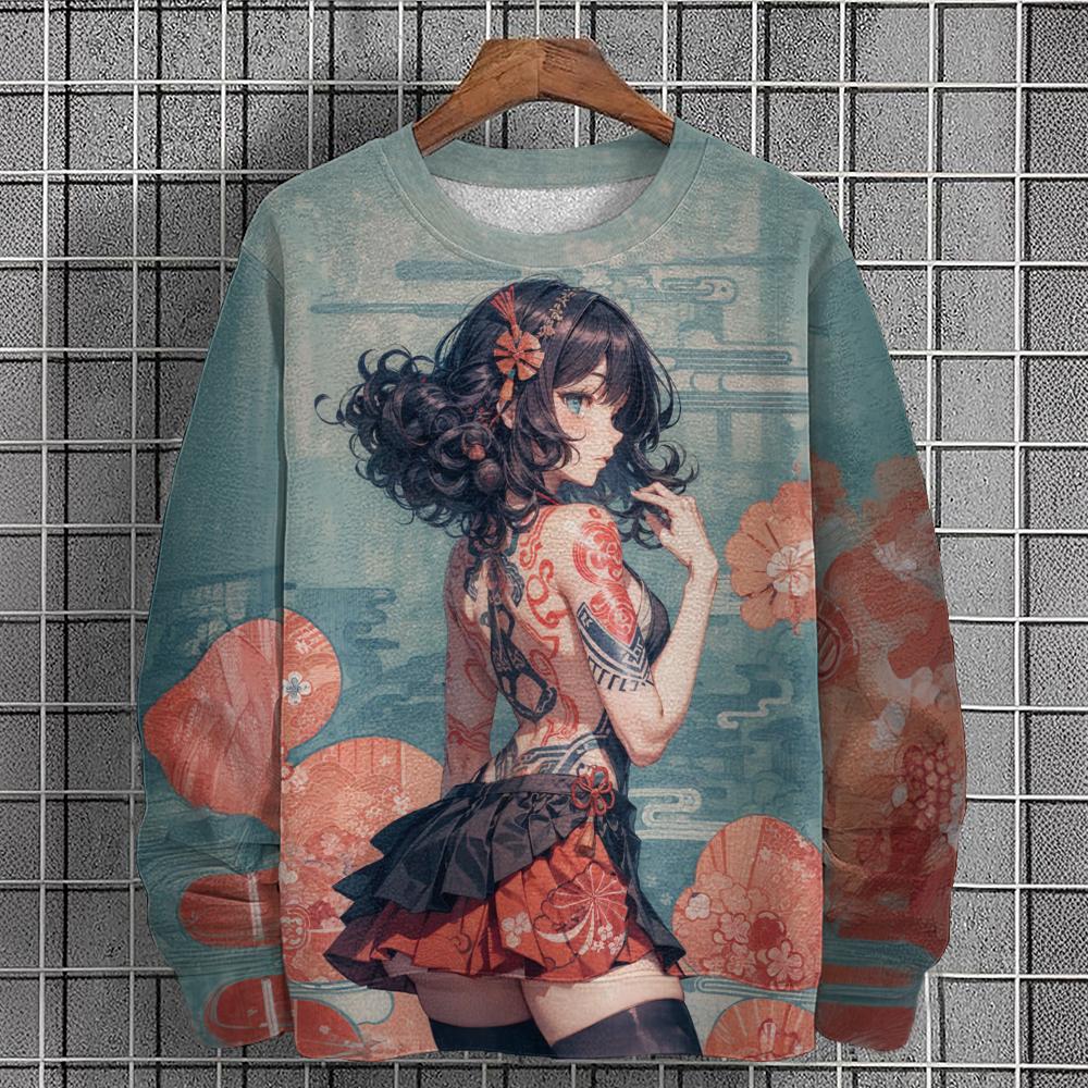 Hanorac pentru bărbați cu imprimeu cu caractere de anime Moda de toamnă Îmbrăcăminte pentru bărbați Top Hanorace casual pentru bărbați Tricou cu mânecă lungă Îmbrăcăminte de stradă