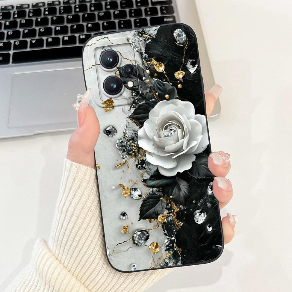 For Realme 9 4G Case RMX3521 Silicone Cute Cat Fashion Butterfly Flower Love Painted Shockproof Cover For Realme 9 4G Phone Case
