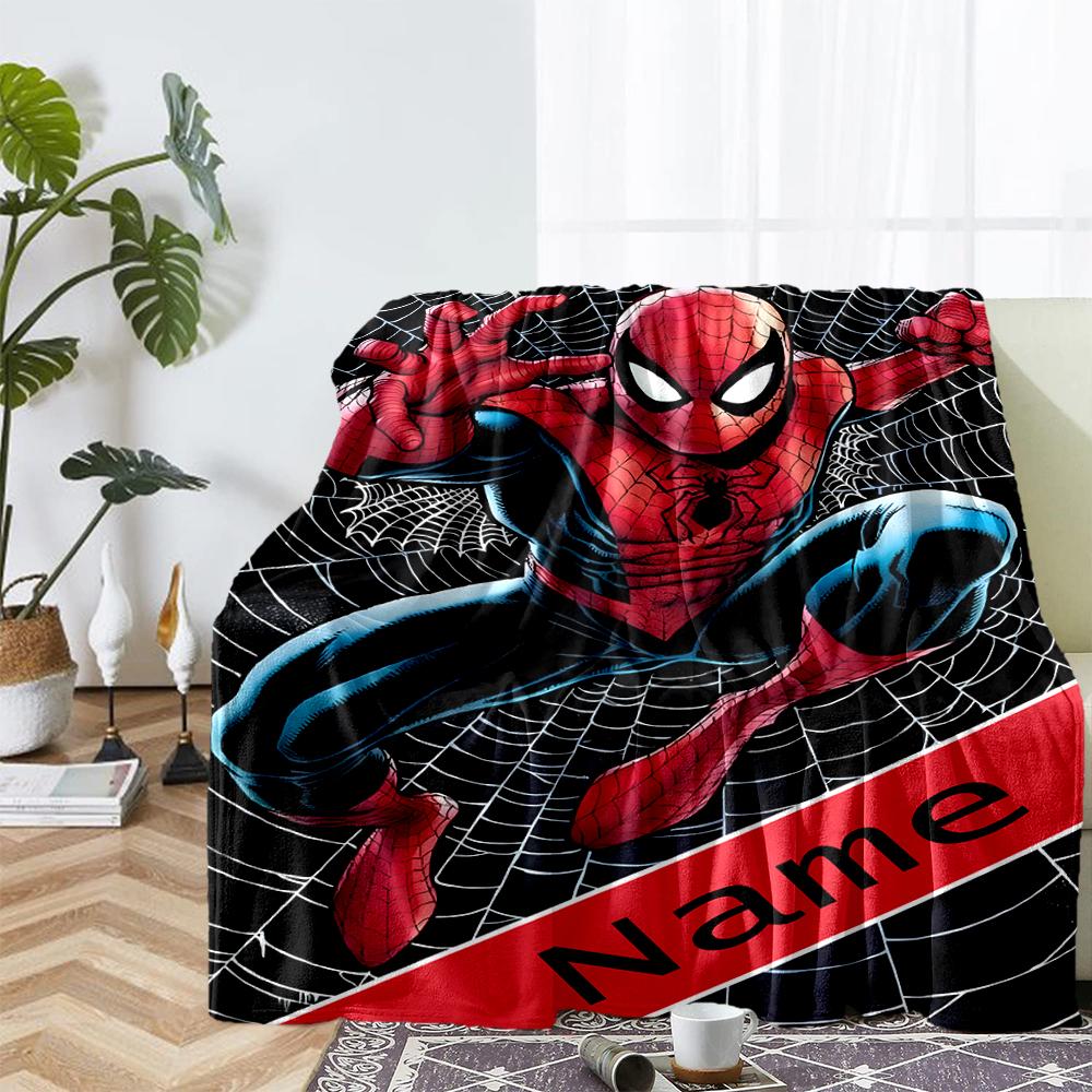Custom Name Spider Man Theme Printed Blanket - Perfect for Couch, Bed, Travel & Outdoor Use | Machine Washable, Cozy & Durable.