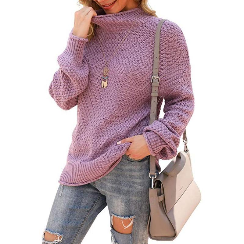 Women S Plus Size High Neck Long Sleeve Loose Knit Pullover Sweater
