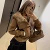 Women's Retro Caramel Fur Collar Jacket - 2025 Winter Slim Fit Warm Short Design