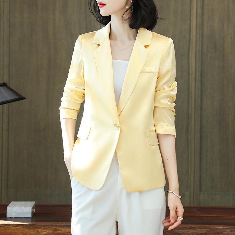 Silk small blazer women's spring and autumn new one-button casual commuting temperament mulberry silk suit