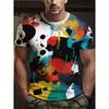 Herren Buntes Abstraktes Graffiti 3D-Bedrucktes T-Shirt Lässiges Kurzarm Rundhals Oberteil Coole Farbspritzer Geometrische Grafik Sommer Streetwear T-Shirts
