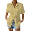 2023 Patchwork Pocket Short Sleeve Casual Women's Lapel Shirt