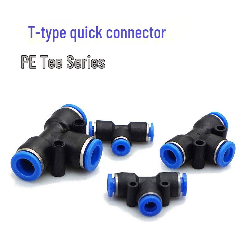 

T-type Quick-Plug APE Pneumatic Connector Tee (Sizes: 8, 10, 12, 16) for Air Compressors A-4