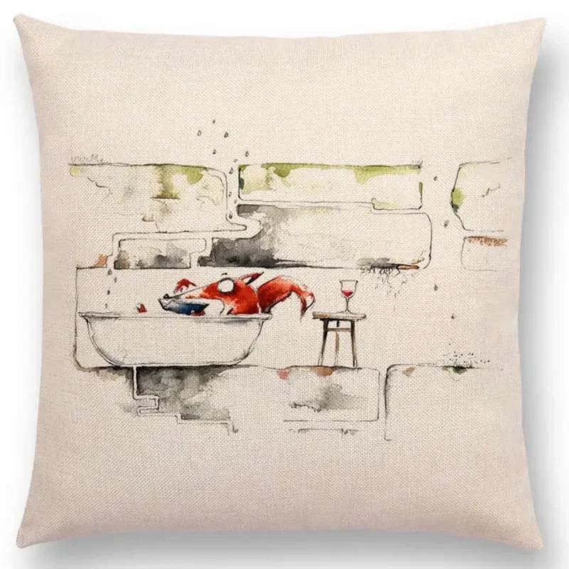 Lustige Cartoon Schurken Tiere Sofa Kissenbezug Eichhörnchen Hase Maus Flamingo Fuchs Hund Eule Vogel Tom und Jerry Kissenbezug