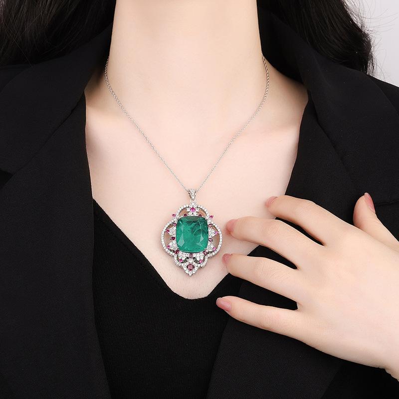 Bijuterii Cupru Fund Placat cu Aur Smarald Imitat Violet Culoare Schimbătoare Set de Lux 20 * 23 Colier cu Pandantiv Bijuterii