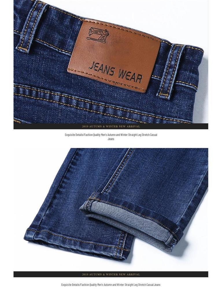 Pánské podzimní elastické džíny s rovnými nohavicemi: Neformální, Všestranné a Pohodlné pro Práci nebo Volný čas