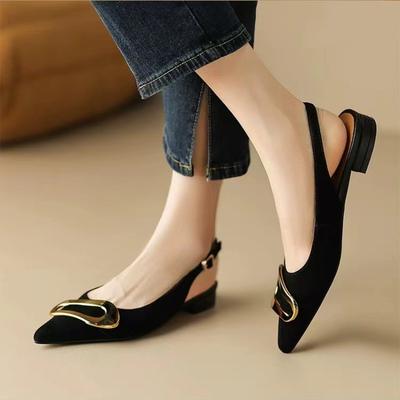 Fashion Suede Women Shoes Pointed Toe Fashion Sandals 2024 Summer New Slingback Designer Dress Slippers Casual Slides Chaussure Femme